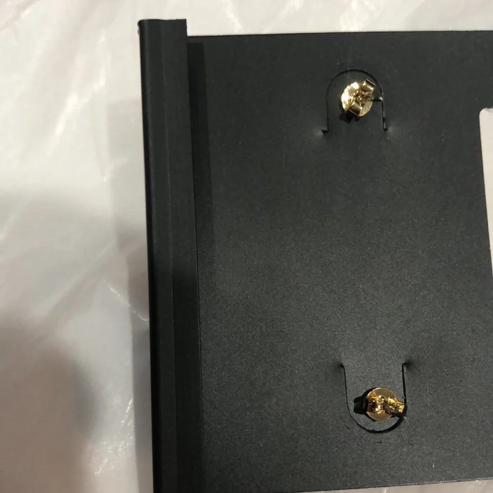 Coach gold plated puffy heart shape citrine gemstone look dangling stud earrings - Picture 5 of 14